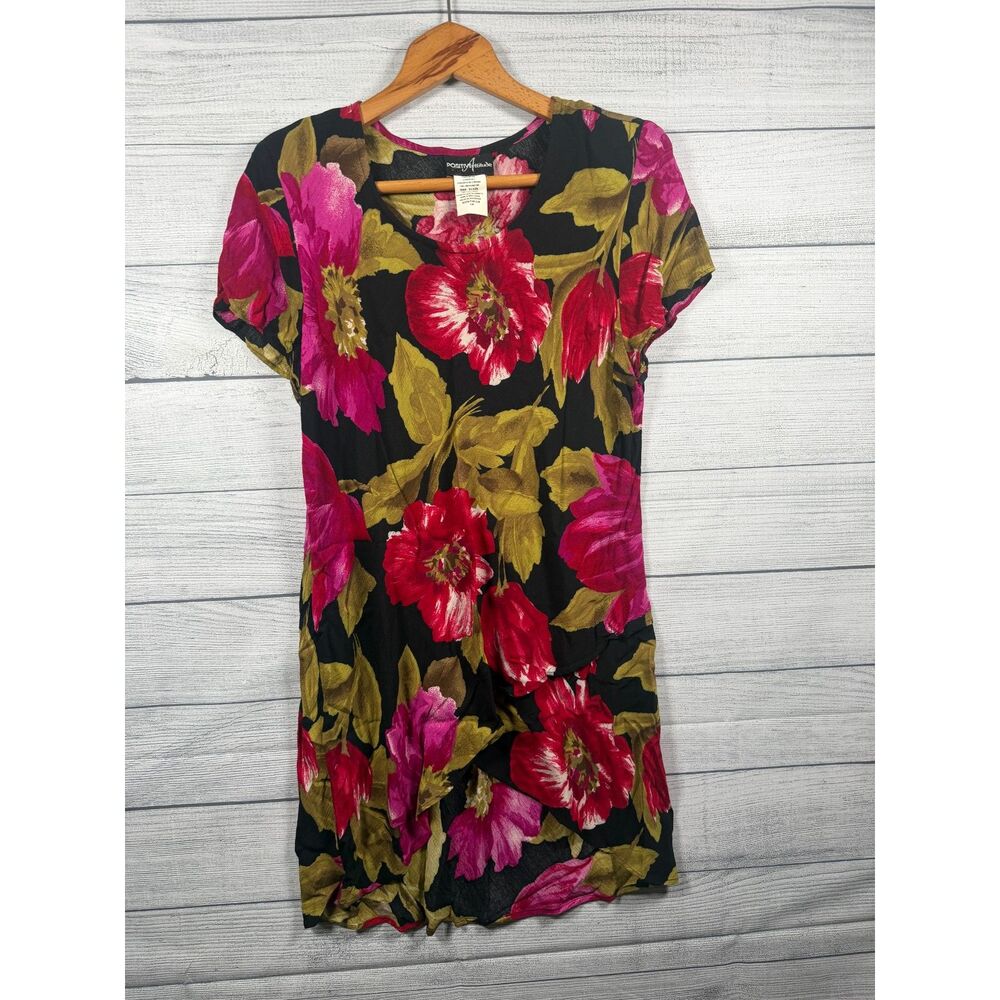 Vintage Positive Attitude Floral 2 Piece Top Pants Set Women's Size 14 1341